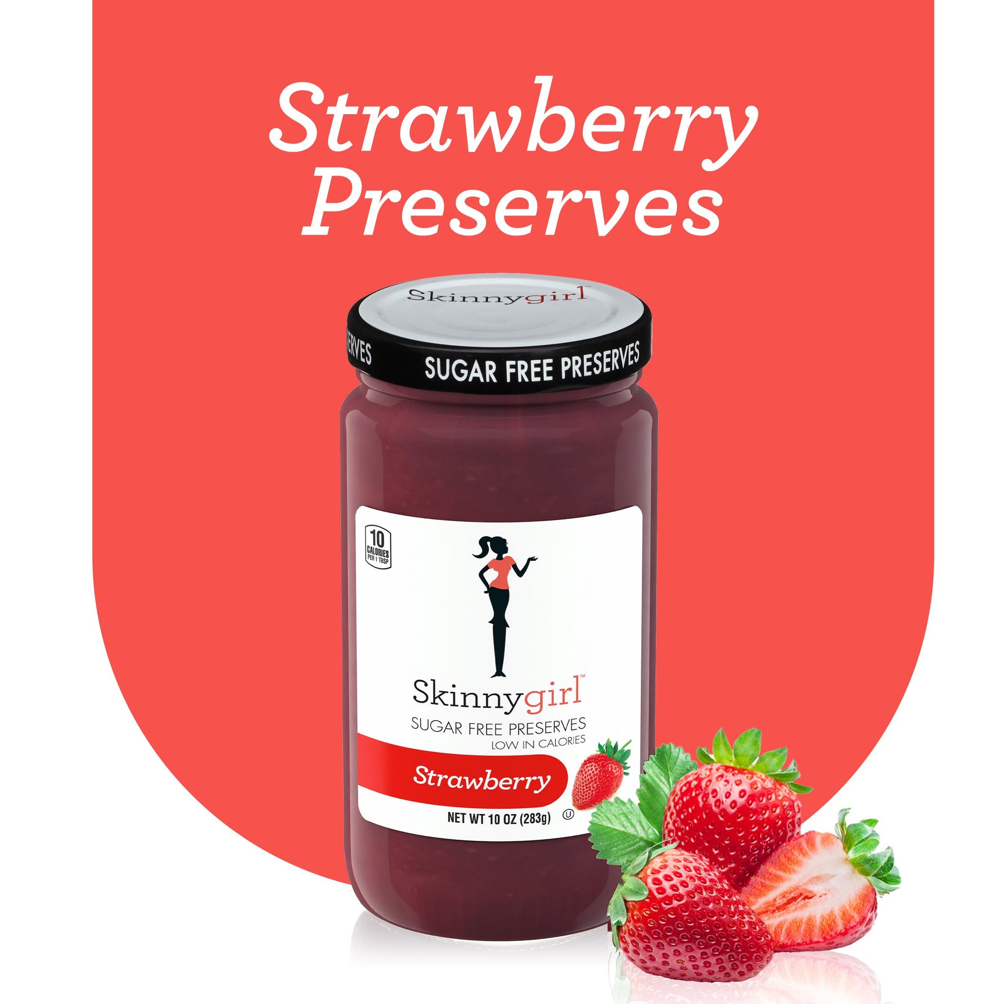 Skinnygirl Sugar Free Kosher Preserves, Strawberry, 10 Ounce
