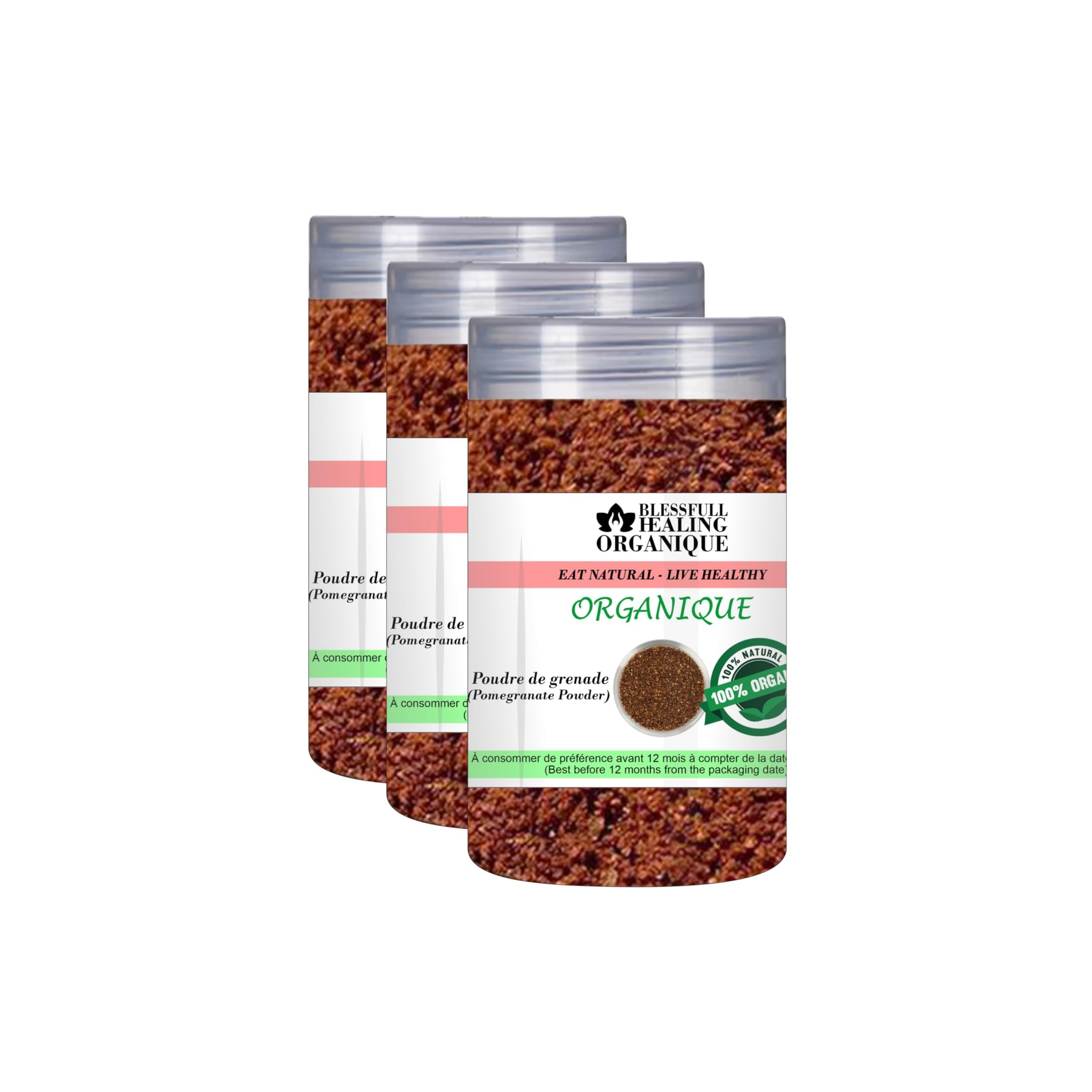 Blessfull Healing Organic Anar Dana (Pomegranate Powder) 100 Gram (3.52 oz) Each (Pack Of 3) = 300 Grams, Vegan