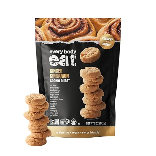 Every Body Eat Crunchy Cookie Bites Ginger Cinnamon - Gluten Free, Dairy Free, Vegan Snack Cookies, 5 Ounce