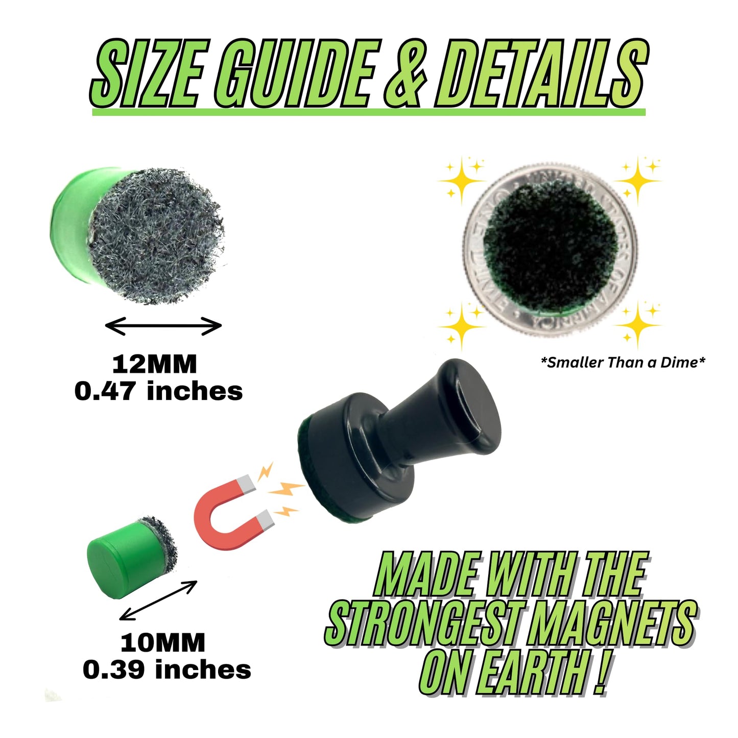 The Magic Cleaner Magnetic Glass Cleaner Kit |Mini, 12mm Size | For Water Pipes, Vases, Windows, Aquariums, Small, & all Shapes & Sizes | Cleans Hard