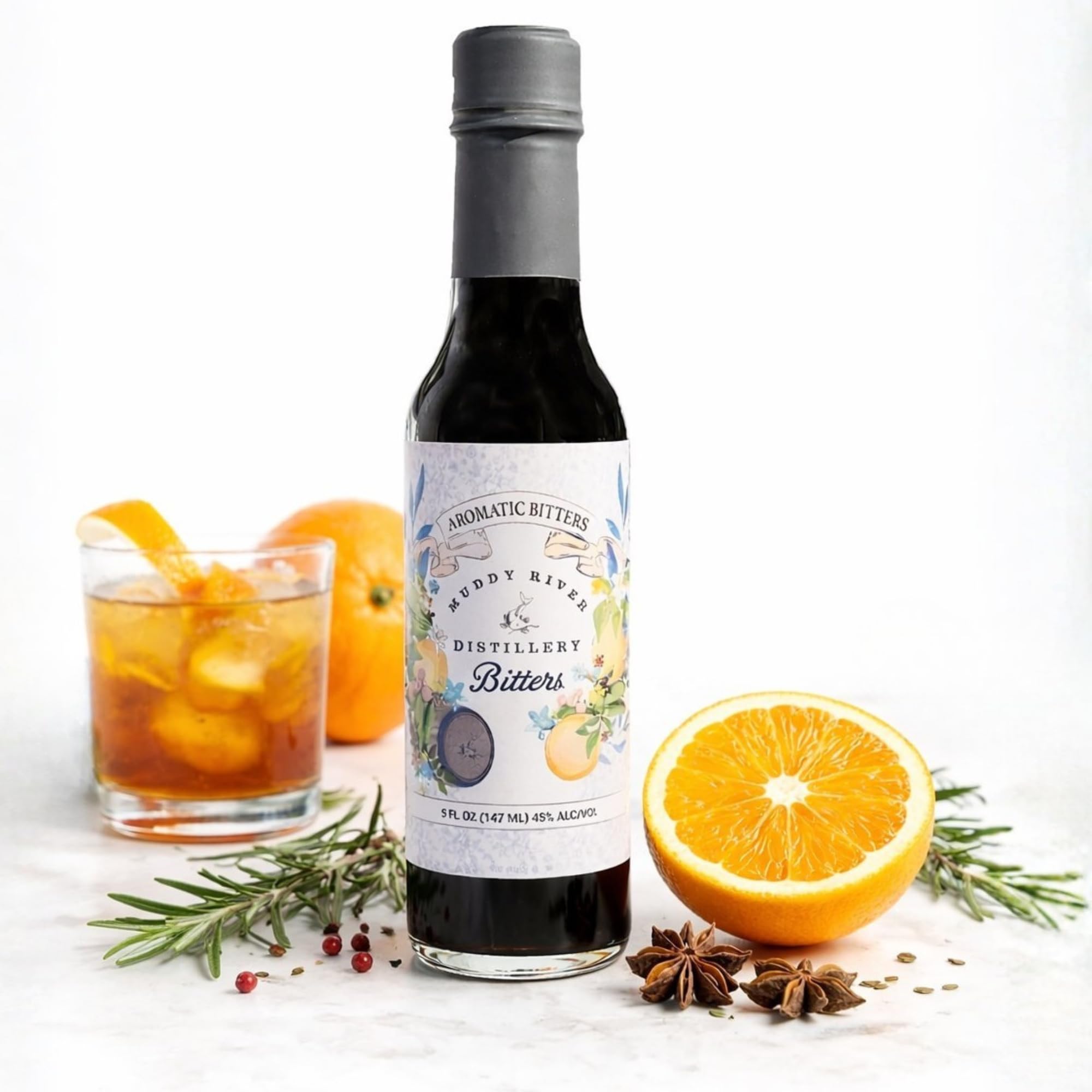 Muddy River Distillery Aromatic Bitters (5 oz) | Aromatic Bitters for Old Fashioned & Manhattan Cocktails | Cocktail Essentials | American Made |