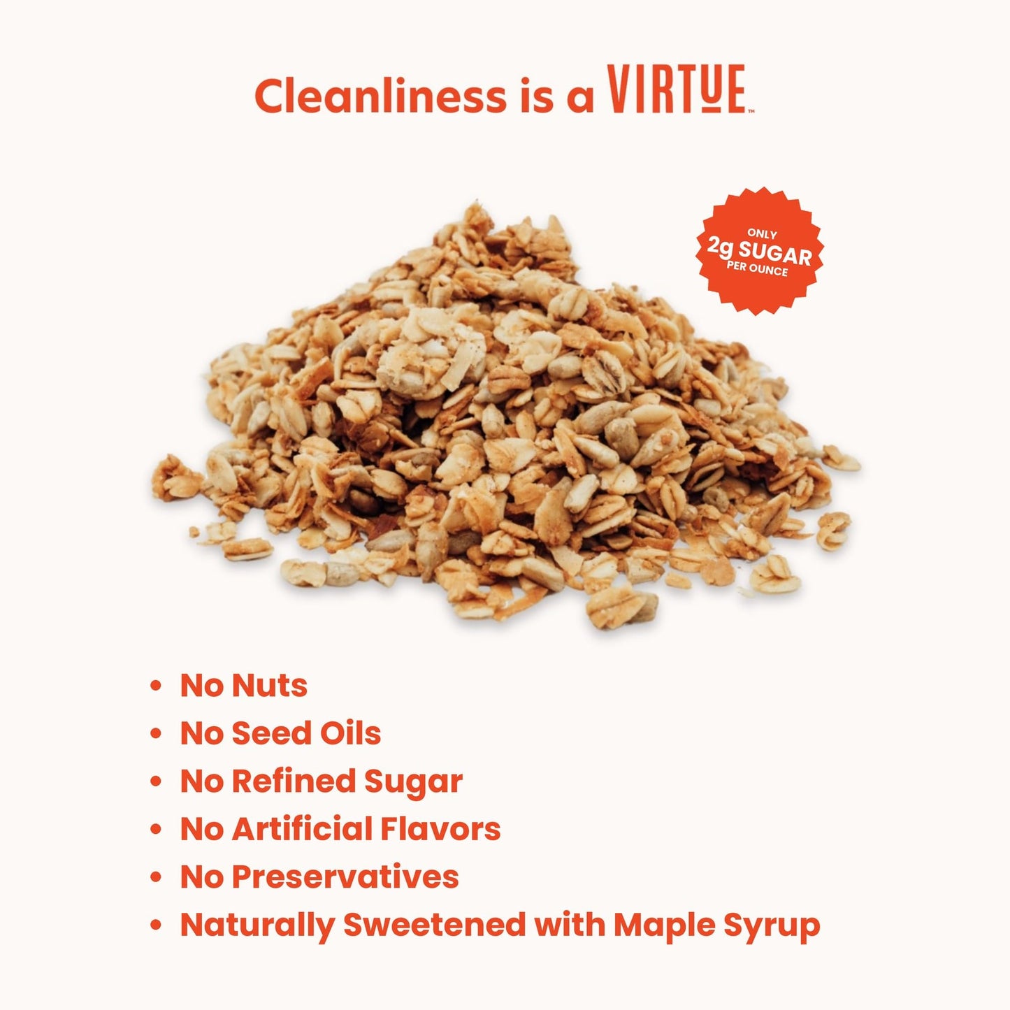 Virtue Foods Bulk Nut Free Granola - 10 lb (160 oz) Resealable Bag - Lightly Sweetened with Maple Syrup - Gluten Free, Seed Oil Free, Loose Style