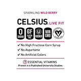 CELSIUS Sparkling Wild Berry Energy Drink, 12 Fl Oz Cans, 4 Pack