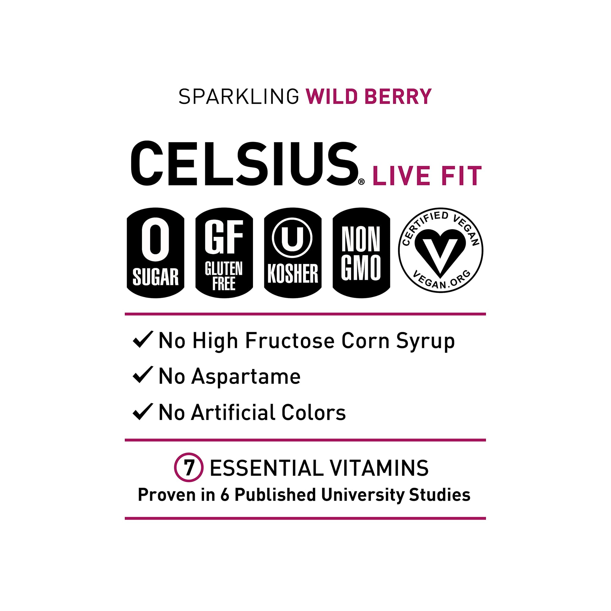 CELSIUS Sparkling Wild Berry Energy Drink, 12 Fl Oz Cans, 4 Pack