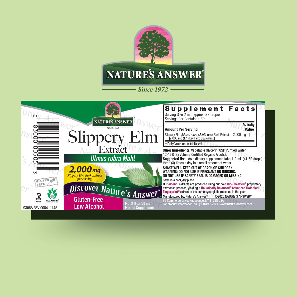 Nature's Answer Slippery Elm | Super Concentrated Herbal Supplement | Promotes Healthy Hair & Skin | Aids in Digestion | Kosher, No Gluten & Low