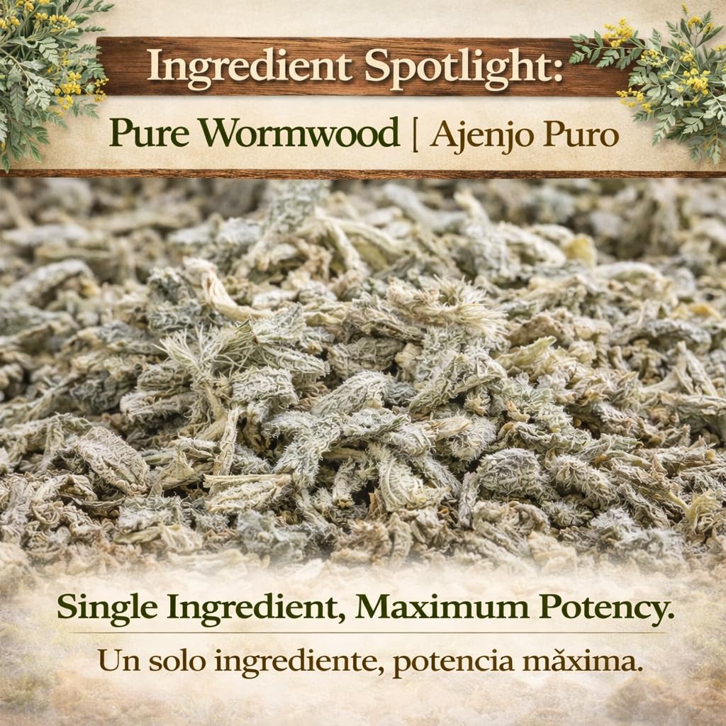 Ajenjo Herbal Tea - 4 oz (113g) - 100% Natural Mexican Herb - Wildcrafted Wormwood - Vegan, Non-GMO - Loose Leaf Herbal Infusion - Te by BexpertsUSA