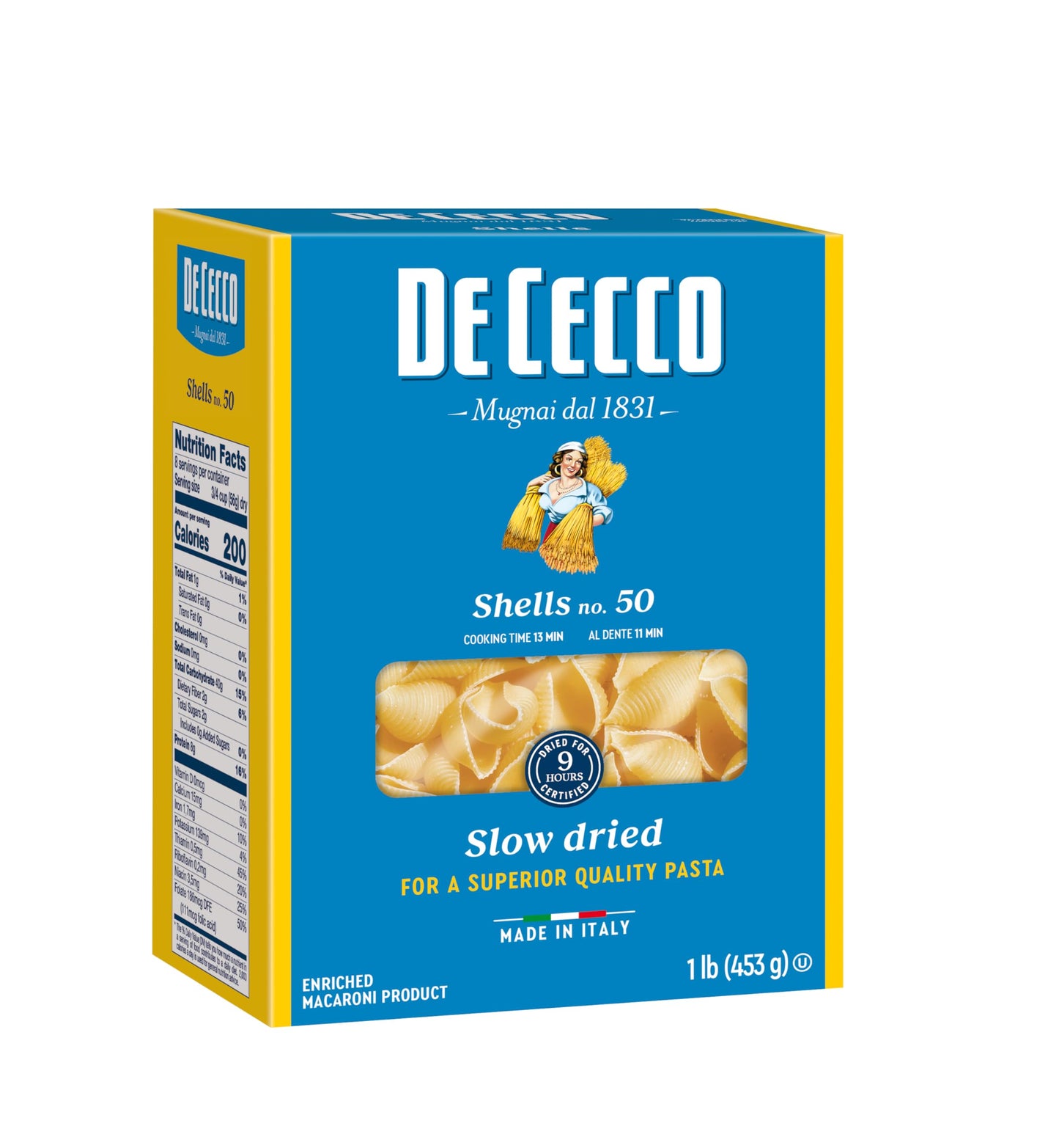 De Cecco Semolina Pasta, Shells No.50, 1 Pound (Pack of 12)