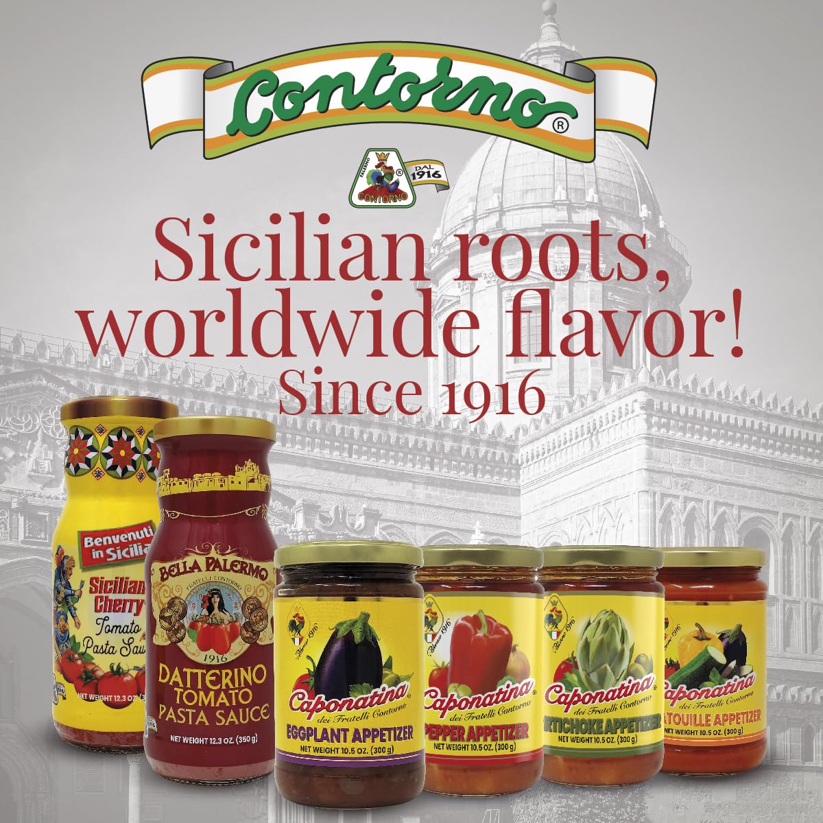 Contorno Datterino Tomato Pasta Sauce (11.6 Oz) 330g - Imported Authentic Italian Sugo with Extra Virgin Olive Oil, Tomatoes & Basil, Gourmet Marinara