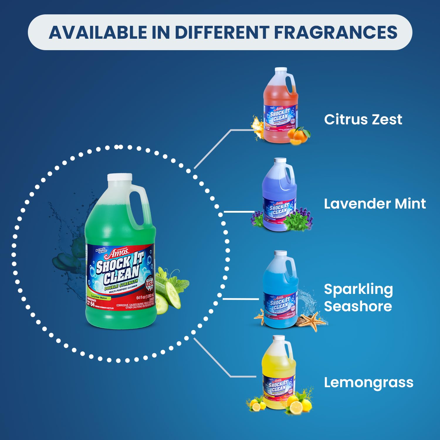 Professor Amos' Shock It Clean 64oz. All Purpose Concentrate Cleaner, Make 128 Bottles Cucumber Melon
