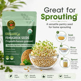 Spice Magic Organic Fenugreek Seeds 8 oz (226g) | USDA Organic Methi Seeds (Semillas de Fenogreco) | Whole Aromatic Spice | Lab Tested | Resealable