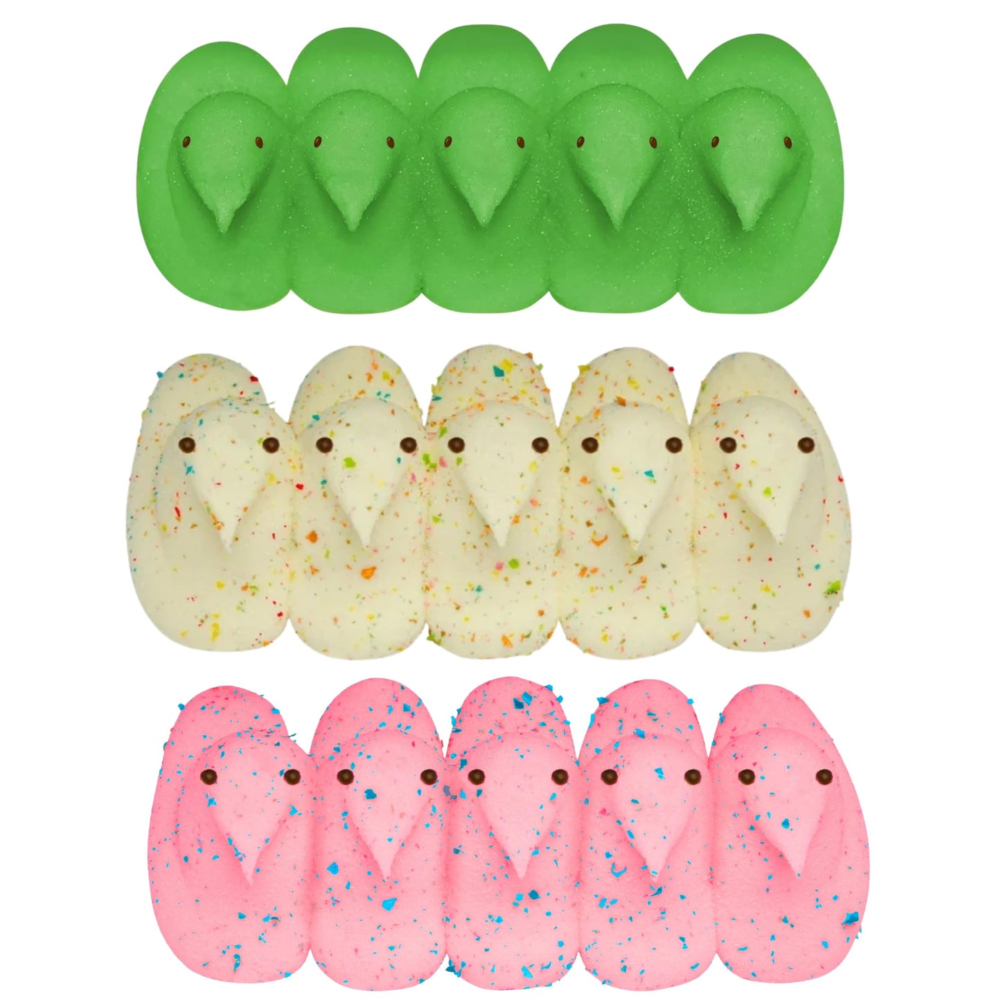 Peeps Marshmallow Chicks Assortment, Sour Watermelon, Cotton Candy & Party Cake Flavors - Easter Candy Treats, Dessert Toppers & Basket Stuffers, 10