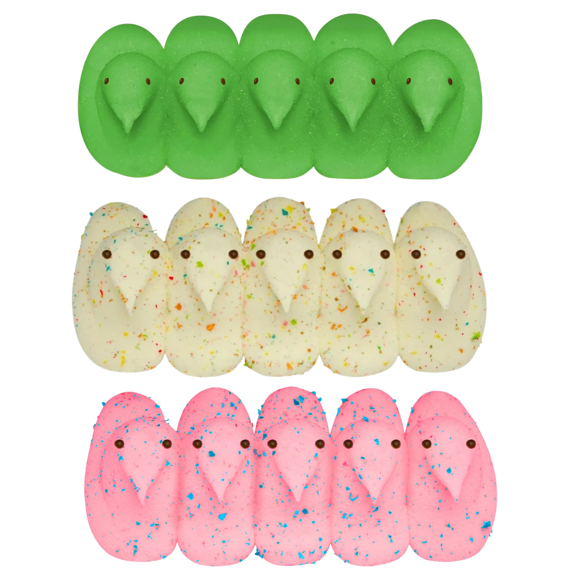 Peeps Marshmallow Chicks Assortment, Sour Watermelon, Cotton Candy & Party Cake Flavors - Easter Candy Treats, Dessert Toppers & Basket Stuffers, 10