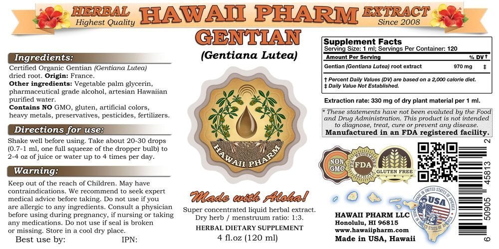 Gentian (Gentiana lutea) Liquid Extract 2x4 oz