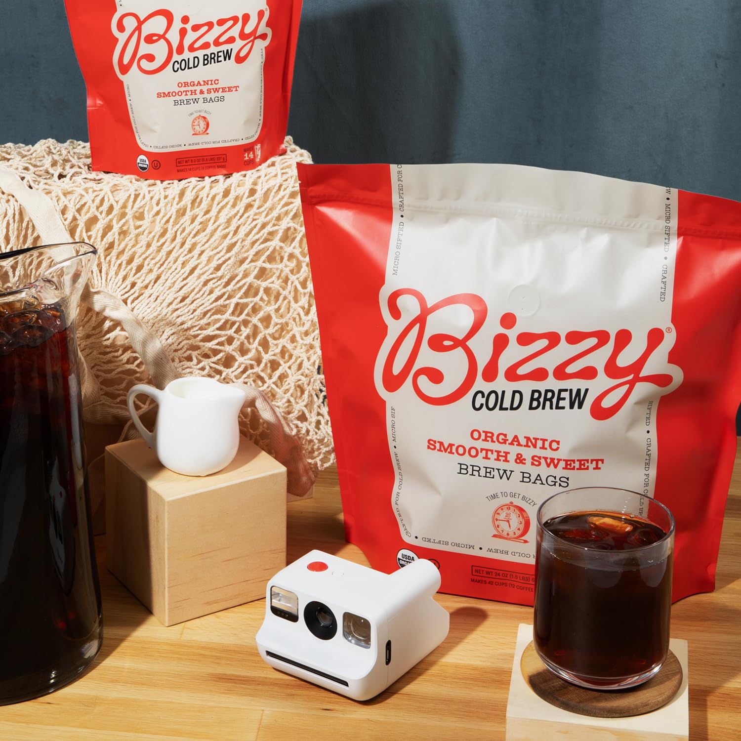 Bizzy Organic Cold Brew Coffee | Smooth & Sweet Blend | Coarse Ground Coffee | Medium Roast | Micro Sifted | Specialty Grade | 100% Arabica | Brew