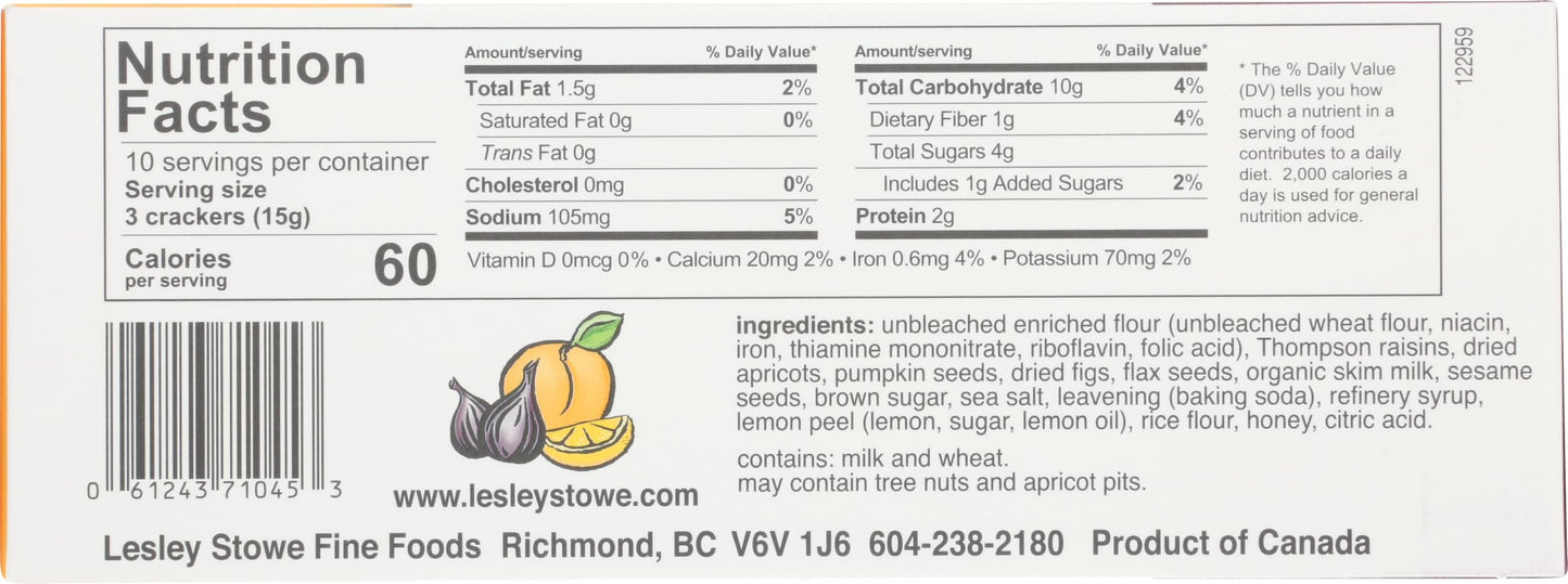 Raincoast Crisps, Crisp Apricot Lemon Fig, 5.3 Ounce