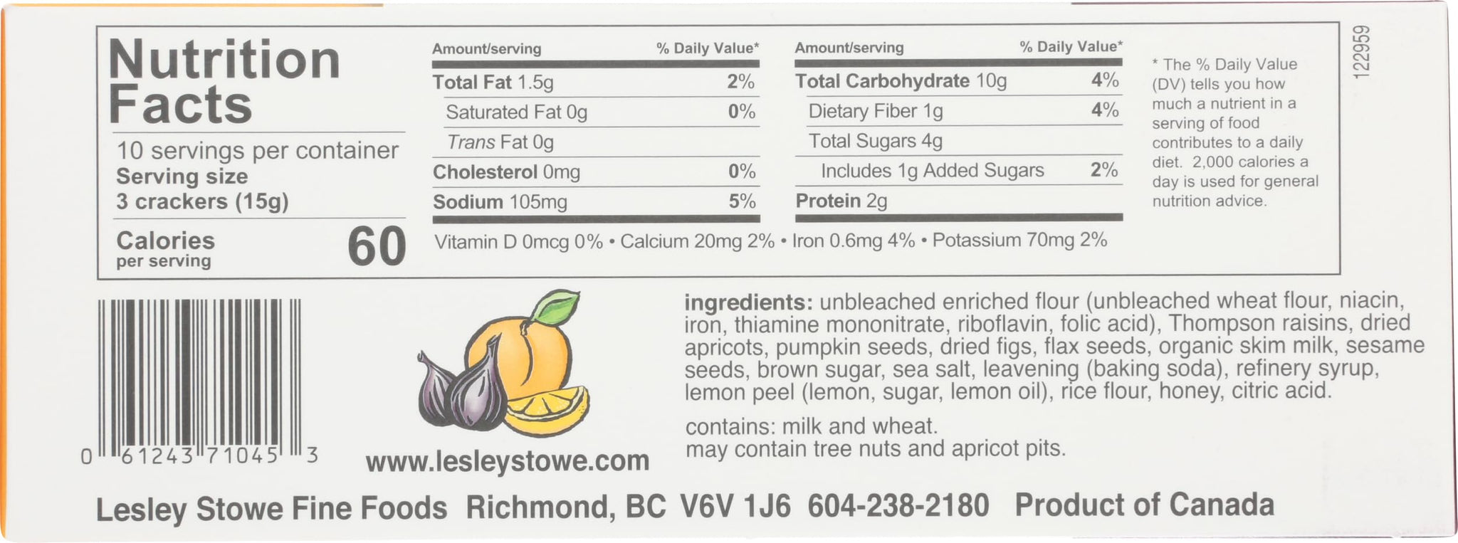 Raincoast Crisps, Crisp Apricot Lemon Fig, 5.3 Ounce