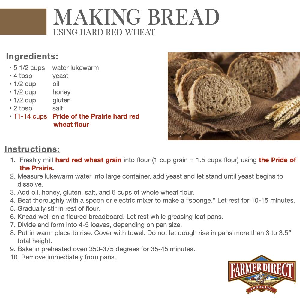 PRIDE OF THE PRAIRIE 5 LB Midwest Stoneground Wheat Made by Farmer Direct (Hard Red Winter Wheat Flour)