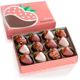 A Gift Inside The Original Love Berries Chocolate Dipped Strawberries Gift - 12 Berries for Mother's Day, Birthday, Thank You