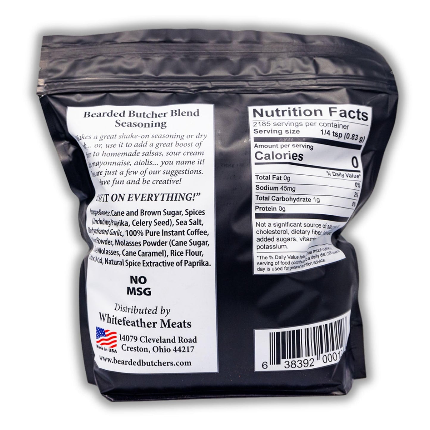 Bearded Butchers Black Blend Seasoning, 64 oz Bag (4 lbs) - Coffee & Molasses Flavor for Steaks, Burgers, Brisket, Roasts, Game Meats - Gluten-Free