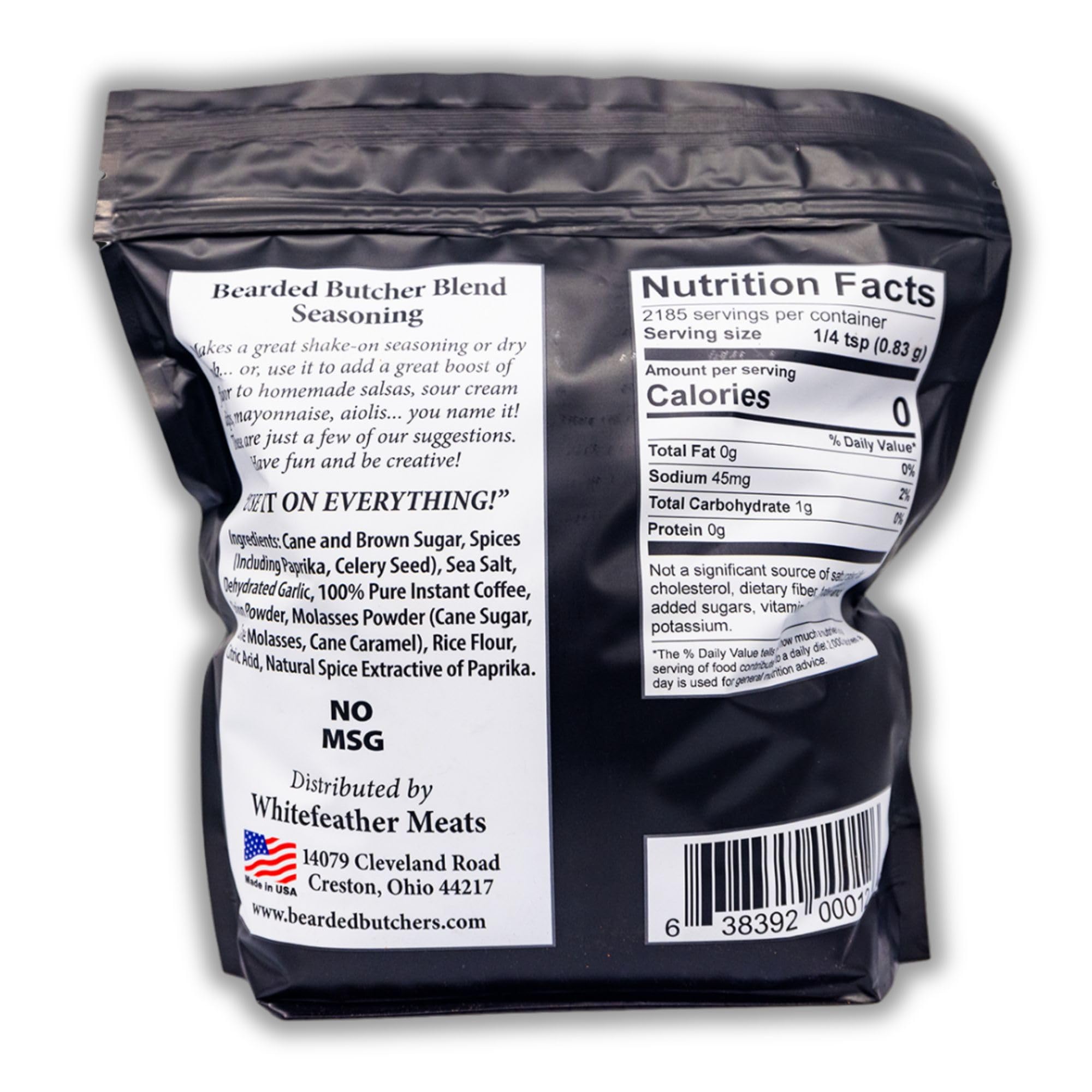 Bearded Butchers Black Blend Seasoning, 64 oz Bag (4 lbs) - Coffee & Molasses Flavor for Steaks, Burgers, Brisket, Roasts, Game Meats - Gluten-Free