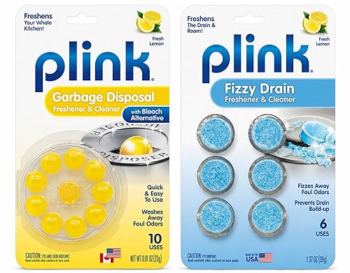 Plink Cleaning Kit Garbage Disposal Cleaner and Deodorizer 10 Capsules Fizzy Drain Freshener and Cleaner 6 Tablets Lemon Scent