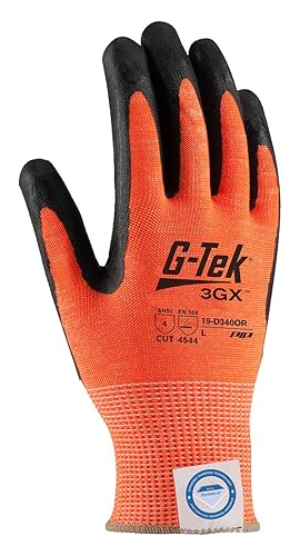 G-Tek 3GX 19-D340OR/L Seamless Knit Dyneema Diamond/Spandex Glove with Nitrile Coated Foam Grip on Palm and Fingers