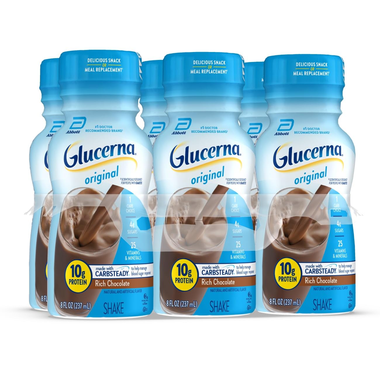 Glucerna Original Diabetes Care Shake, Rich Chocolate, Diabetic Meal Replacement to Support Blood Sugar Management, 10g Protein, 180 Calories, Ready