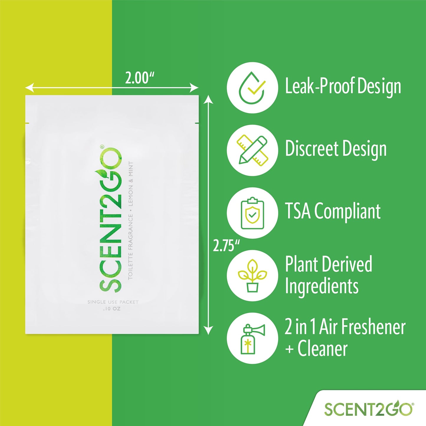 Scent2Go Toilet Odor Eliminator Powder - Before-You-Go Bathroom Deodorizer - Travel Size Single-Use Packets - No Spray, No Bottle, No Leak