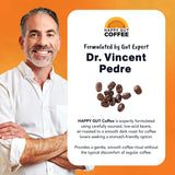 Happy Gut Coffee - Doctor-Formulated, Organic Medium-to-Dark Roast Coffee with Gut-Friendly Benefits - Gentle on Stomach - Rich Flavor, Gluten-Free