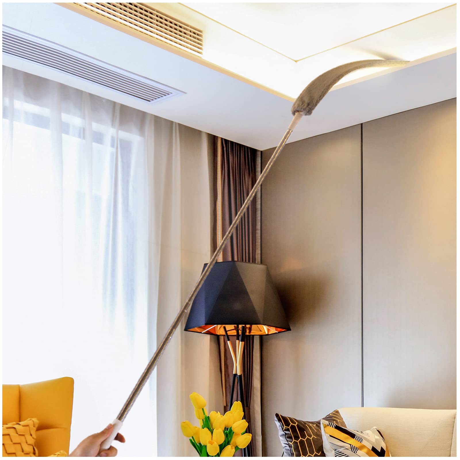 YEYILILINHONG Retractable Gap Dust Cleaner, Microfiber Hand Duster Cleaning Tools, with 2 Washable Dusting Cloths and Long Handle Retractable Duster