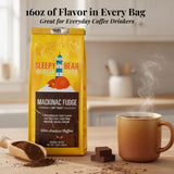 Sleepy Bear Mackinac Fudge Ground Coffee - Flavored Light Roast Arabica with Rich Fudge Flavor Michigan-Made Smooth & Sweet Blend No Sugar Added 16oz