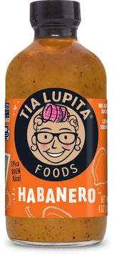 Tia Lupita Habanero Hot Sauce - 8oz Bottle - Made with Habanero Peppers, Flavorful Heat, Medium Spice, Sweet, All Natural, Non GMO, Gluten Free, Low