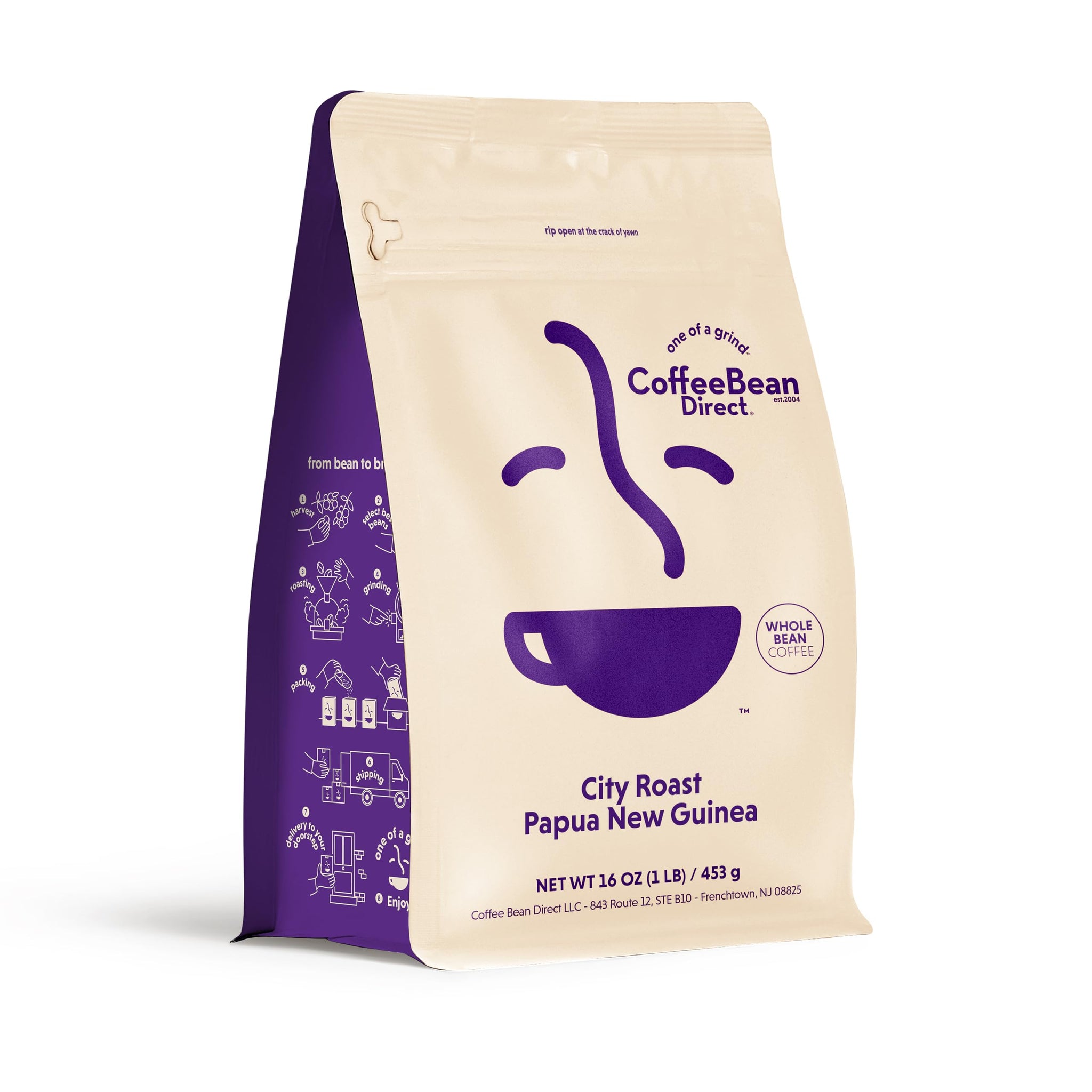 Coffee Bean Direct City Roast Papua New Guinea, Whole Bean Coffee, Arabica Coffee, Medium Roast, 1 Pound Bag (Pack of 1)