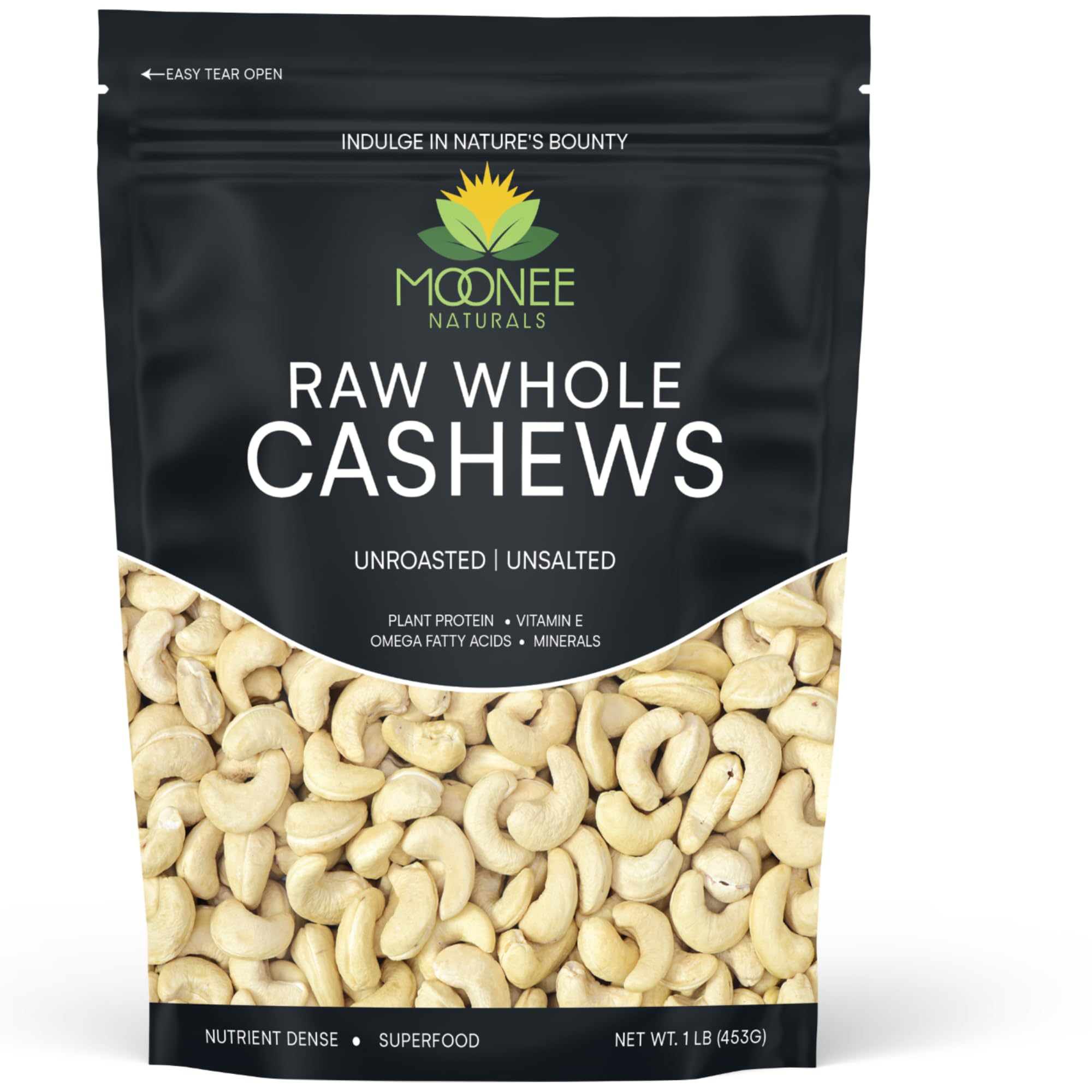 Raw Cashews Unsalted Whole (16 0z. / 1 lb) | Vegan Protein Snacks | Make Cashew Milk | Keto and Paleo Friendly Diet Snacks | Party Snacks | Healthy