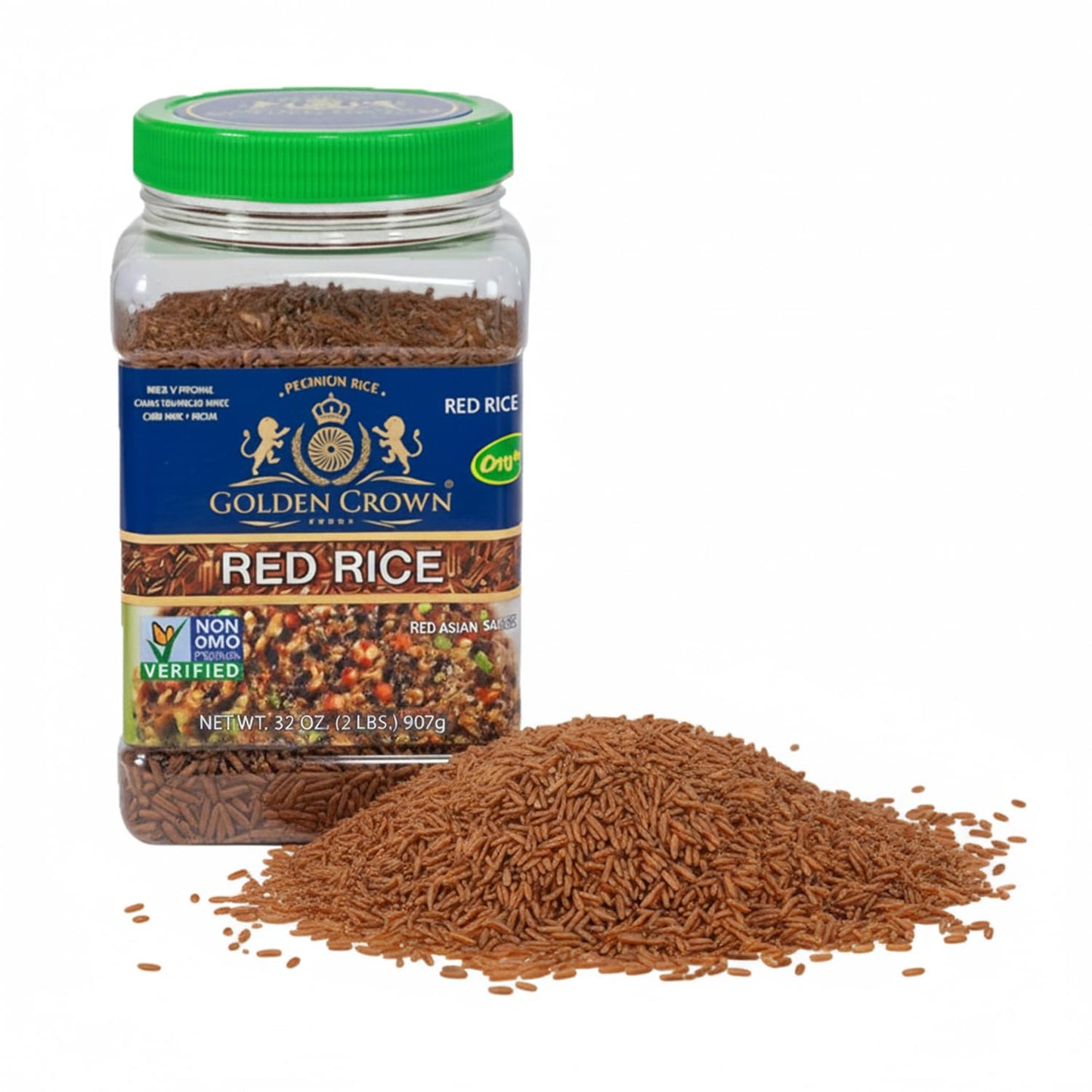 Golden Crown Red Rice | High-Fiber, Naturally Aged Gluten-Free, Non-GMO, Vegan Red Rice | Superfood Rich in Fibre & Antioxidants | Premium Sticky Whole Grain Rice - 32oz (2lb)