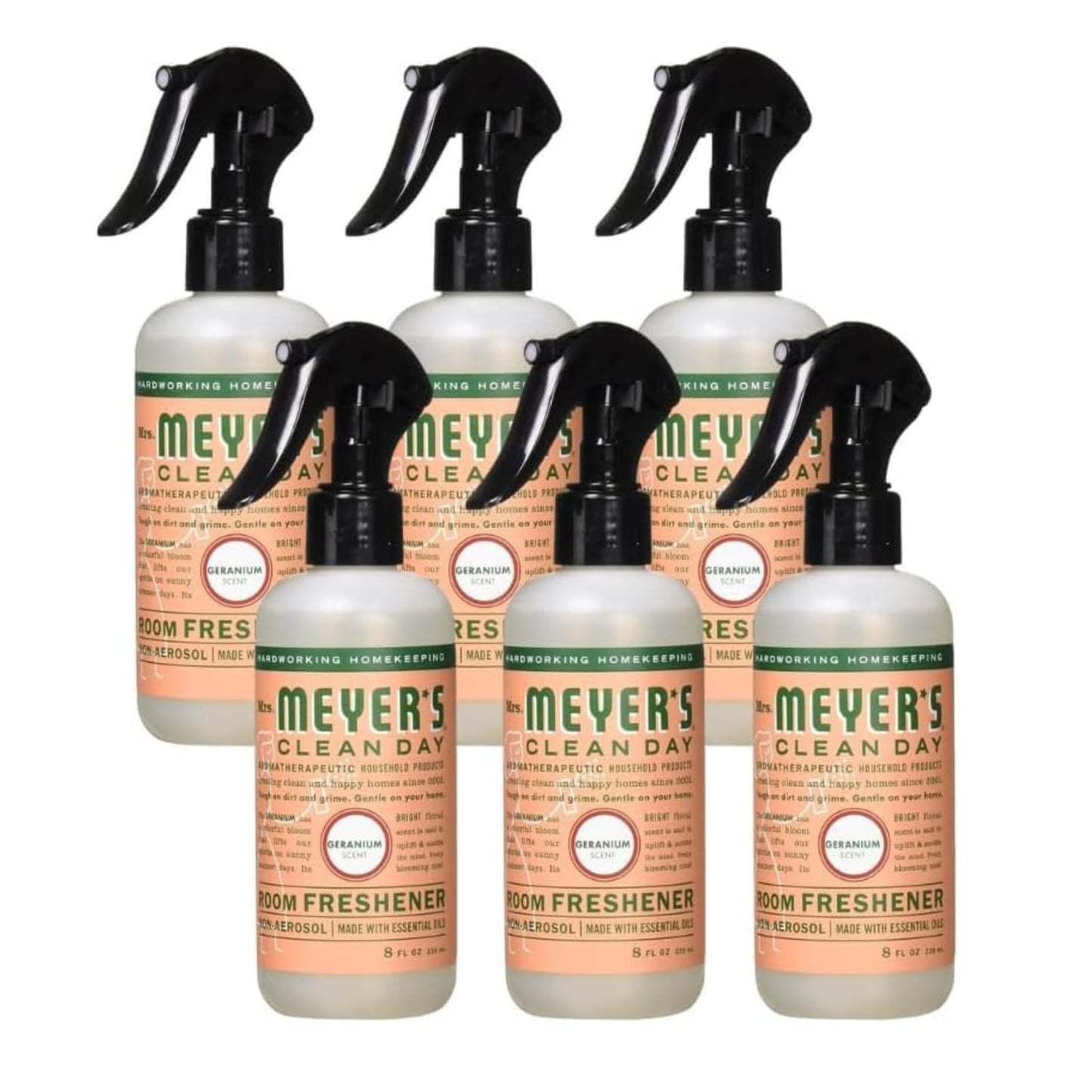 Mrs. Meyer's Clean Day Room Freshener Spray Bottle, Geranium Scent, 8 Fl Oz (Pack of 6)