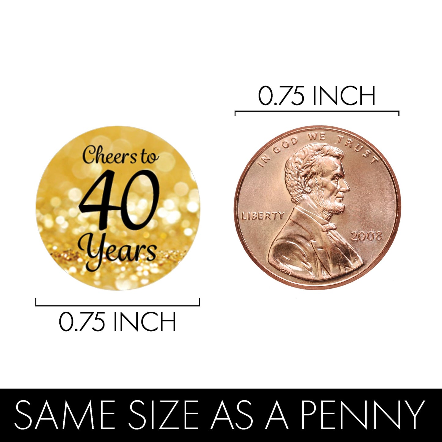 DISTINCTIVS Black and Gold 40th Birthday Kiss Stickers - 180 Count - 40th Birthday Party Favors for Men and Women