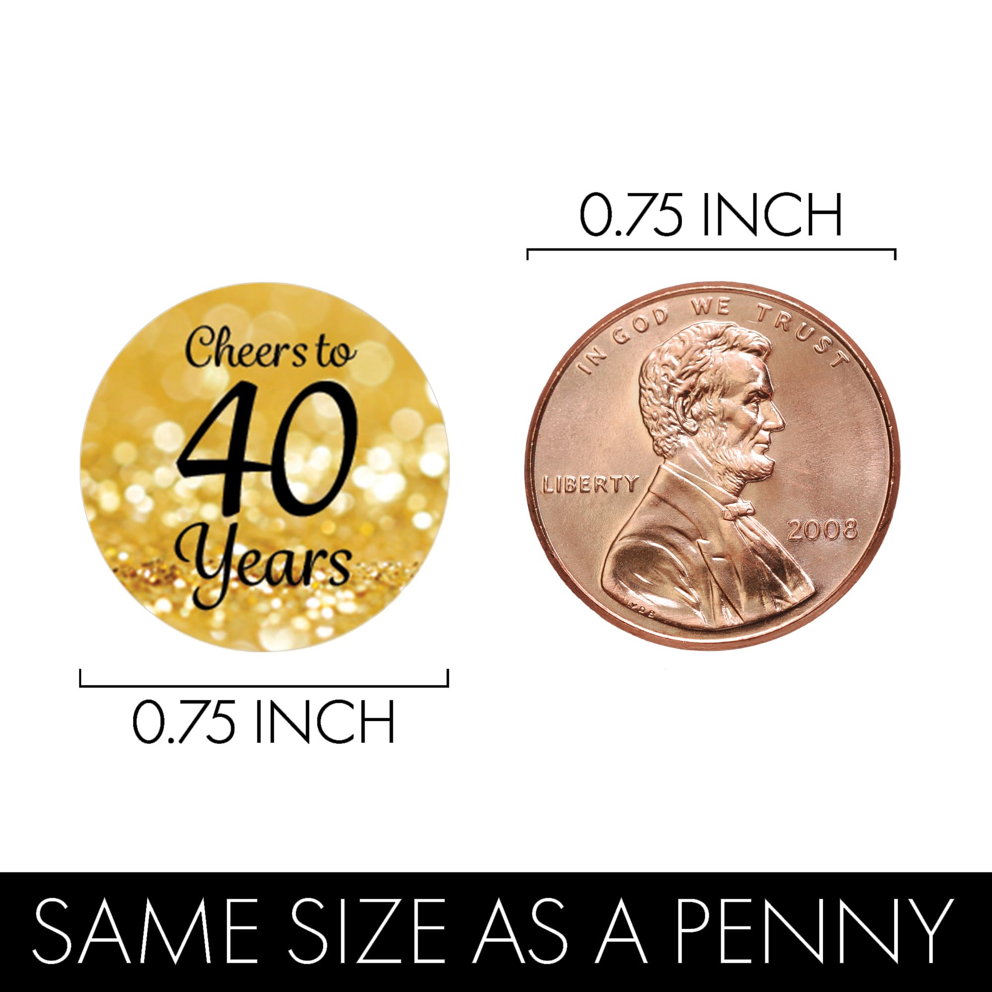 DISTINCTIVS Black and Gold 40th Birthday Kiss Stickers - 180 Count - 40th Birthday Party Favors for Men and Women