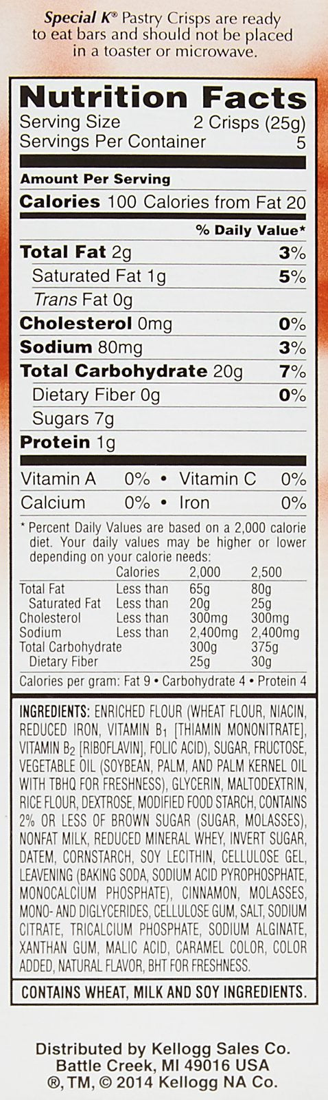 Kellogg's Special K Pastry Crisps, Brown Sugar Cinnamon, 5 Count
