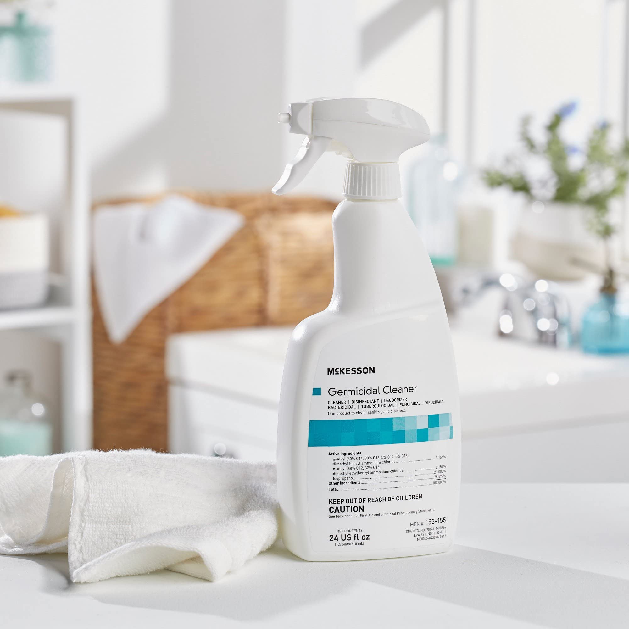 McKesson Surface Disinfectant Cleaner, 24 oz. Pump Spray - Alcohol-Based Germicidal Solution for Hospitals, Medical, Surgical Use - Fast-Acting