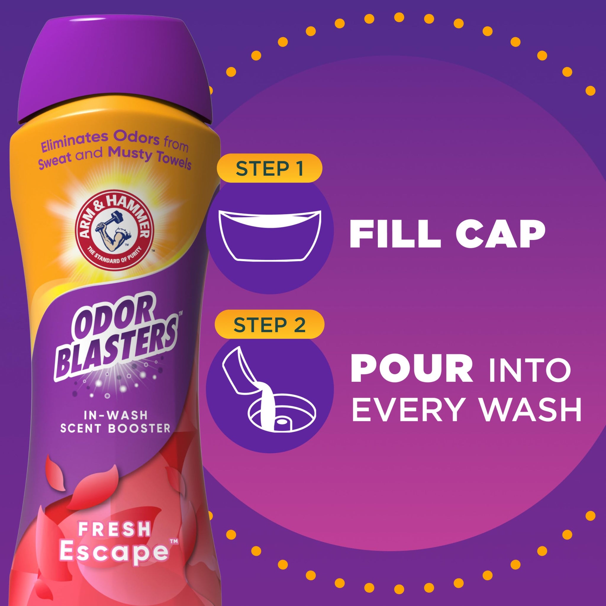 ARM & HAMMER Odor Blasters In-Wash Scent Booster, Laundry Scent Booster Fresh Escape scent, 24 Oz