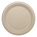 World Centric Compostable Round Paper Plates, 9" (Pack of 20), Made from Unbleached Plant Fiber, Sustainable, Heavy Duty, Grease Resistant, Microwave