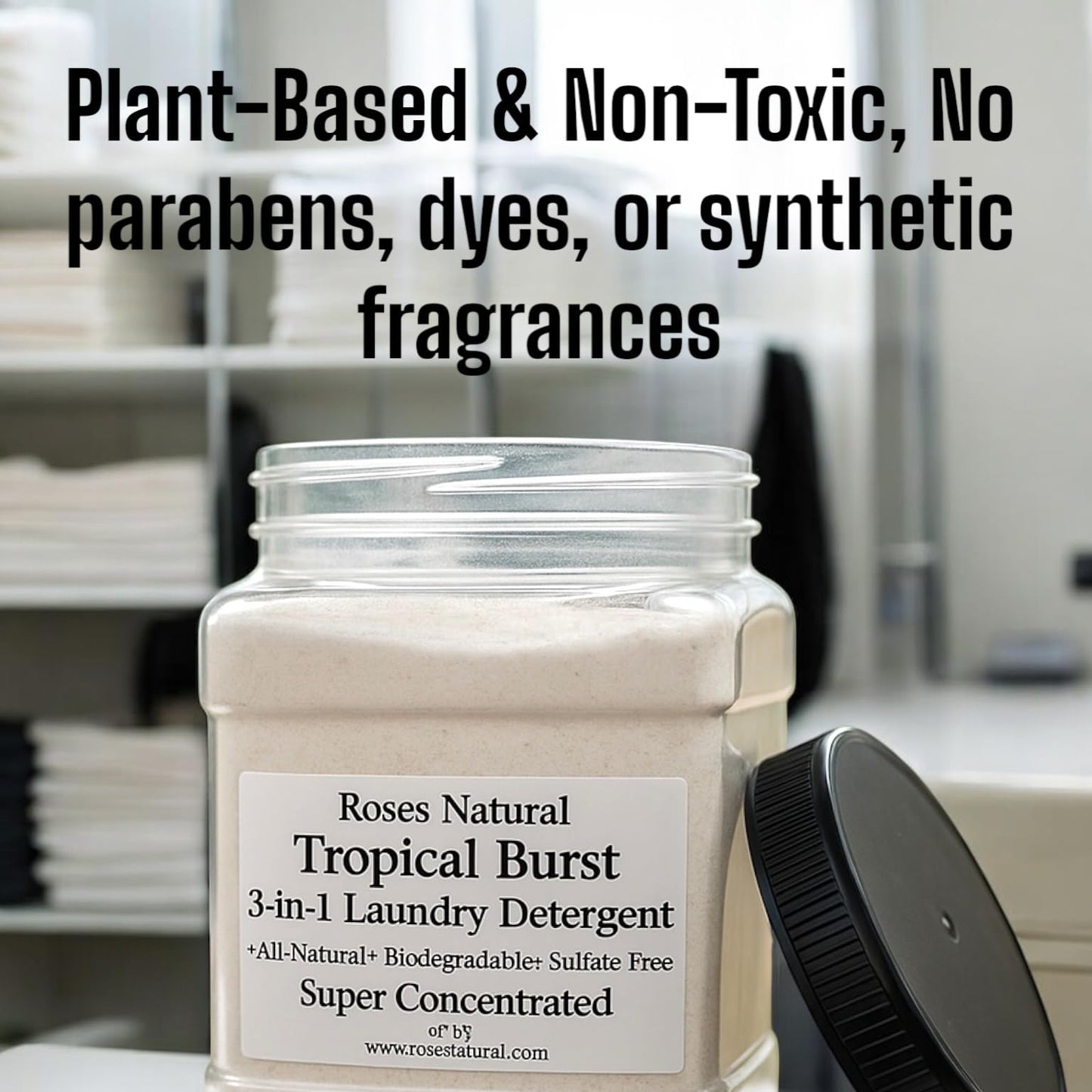 Roses Natural Tropical Burst 3-in-1 Laundry Detergent, All-Natural, Sulfate-Free, Super Concentrated, 32 oz
