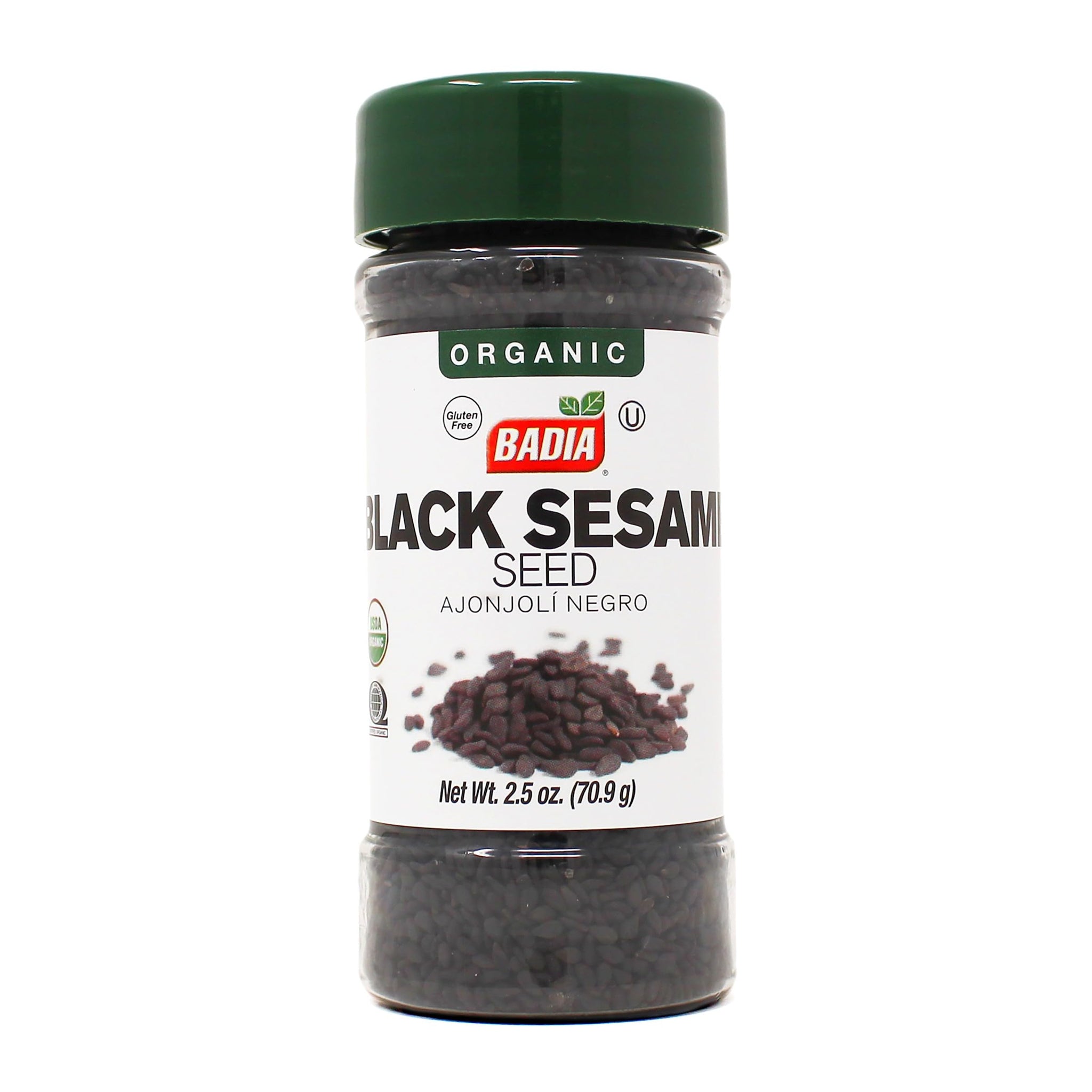 Badia Organic Black Sesame Seed 2.5 oz - Whole Black Sesame Seeds for Cooking, Baking & Garnishing - Rich, Nutty & Crunchy Flavor