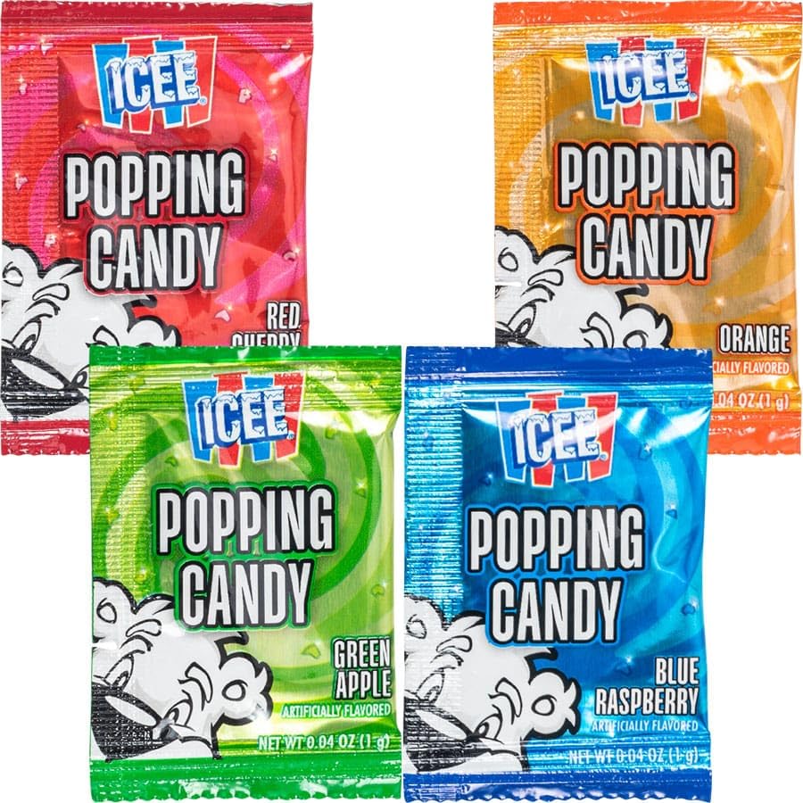 Popping Candy Party Pack, 4 Flavors: Blue Raspberry, Red Cherry, Green Apple, Orange, 1.05 oz, (Pack of 20)