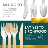 Planet Pantry Disposable Birchwood Cutlery Fork (50 pcs) Plastic Alternative Eco-Friendly for Food, Party, Buffet, Wedding