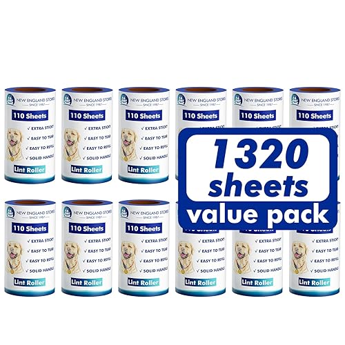 Lint Rollers for Pet Hair Extra Sticky, 1320 Sheets (12 Refills Mega Value Set), Portable Pet Lint Remover for Clothes, Furniture, Carpet, Dog & Cat