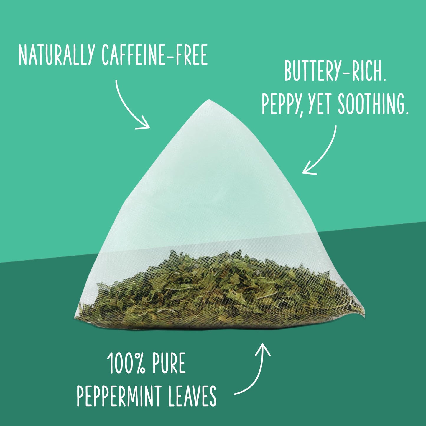 Two Leaves and a Bud Organic Peppermint Tea Bags, Naturally Caffeine Free, Herbal Whole Leaf Peppermint Tea in Pyrami Sachets, 15 Count (Pack of 1)
