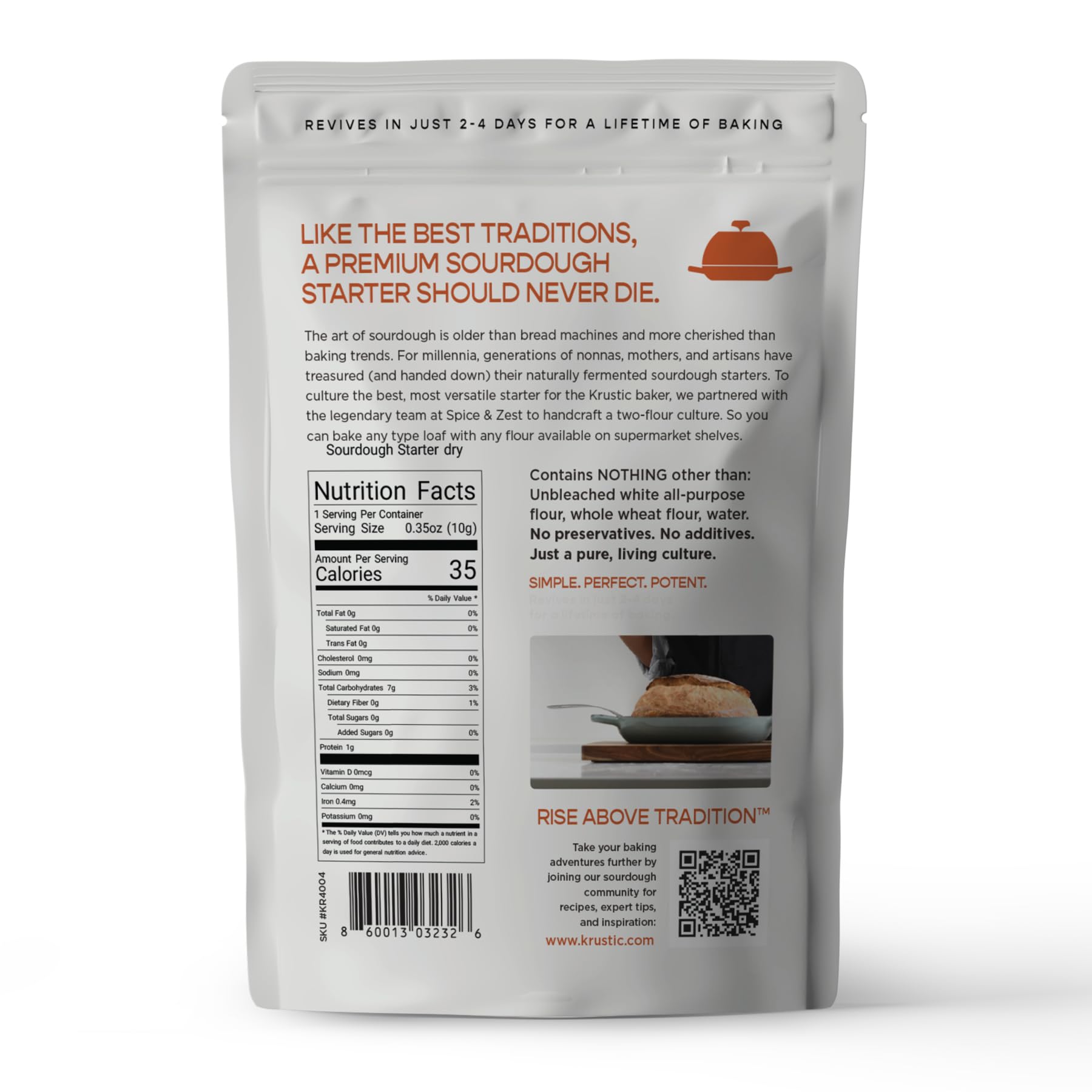 Dual-Flour Organic Sourdough Starter Culture - Fast-Activating Dehydrated Chips with Natural Wild Bread Yeast - Non-GMO Flour Sourdough Bread Starter