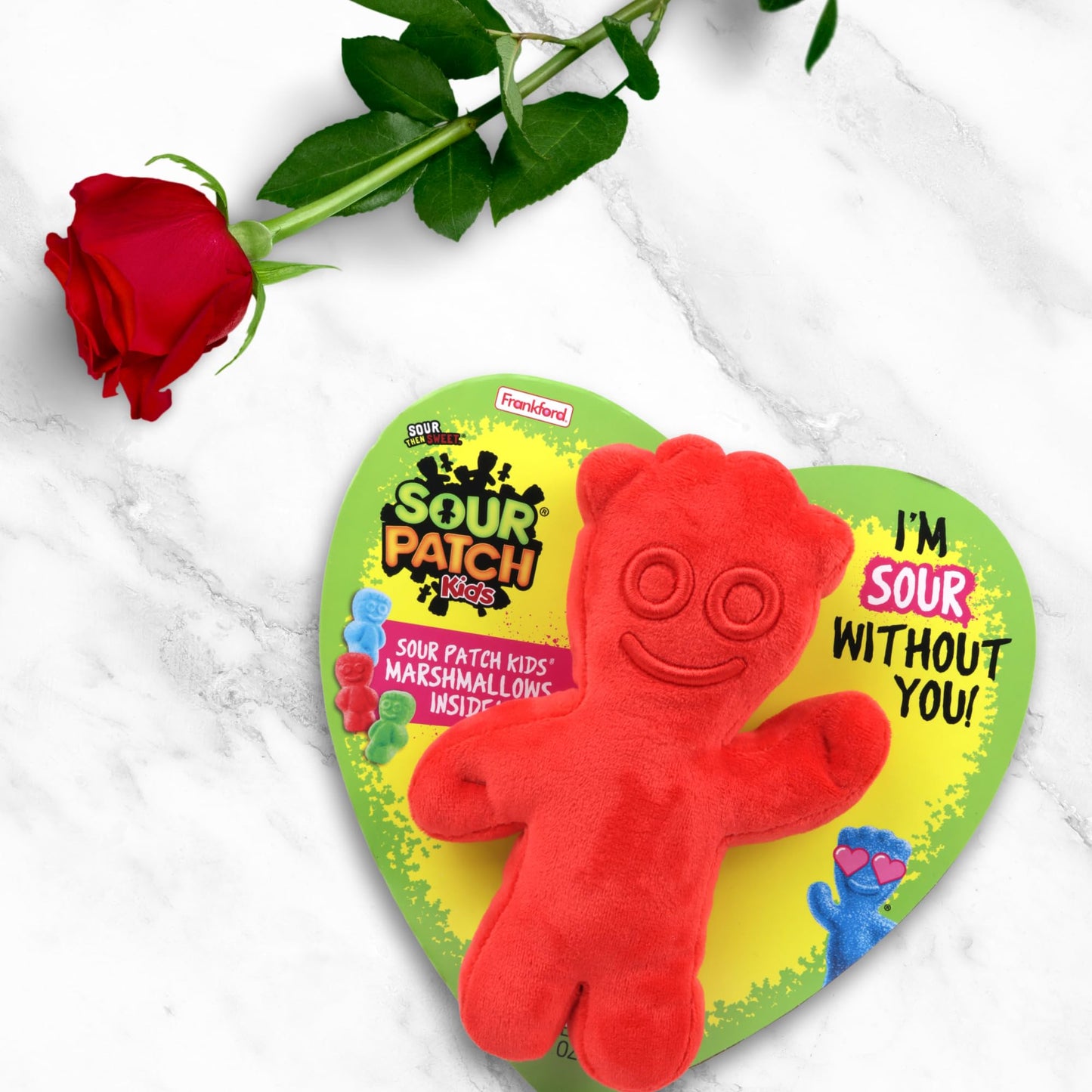 Sour Patch Kids Valentines Gift Box, Assorted Fruit Flavored Marshmallow Candies, Plush Accessory Included, 3.53 Ounces
